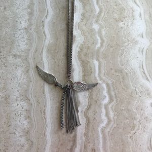 SILVER TONE ANGEL WING NECKLACE